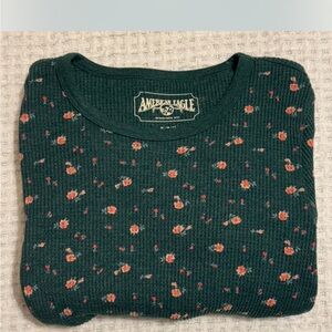 American Eagle Outfitters Dark Green Floral Sweater